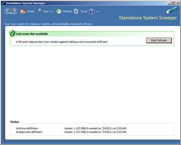 Microsoft Standalone System Sweeper Offline Virus Scanner