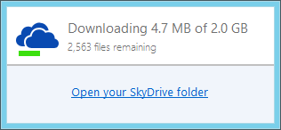 SkyDrive Status Window in progress