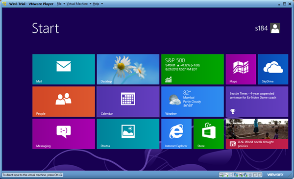 Windows 8 in VMware Player