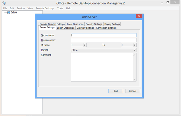Remote desktop connection manager