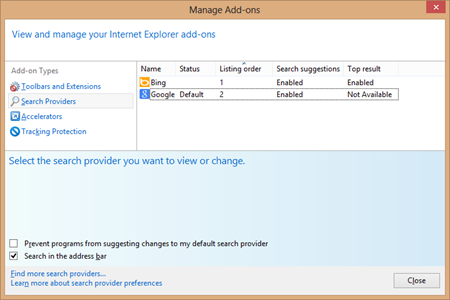 IE Tips - Manage Add-ons