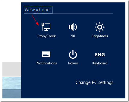 Network Charm bar