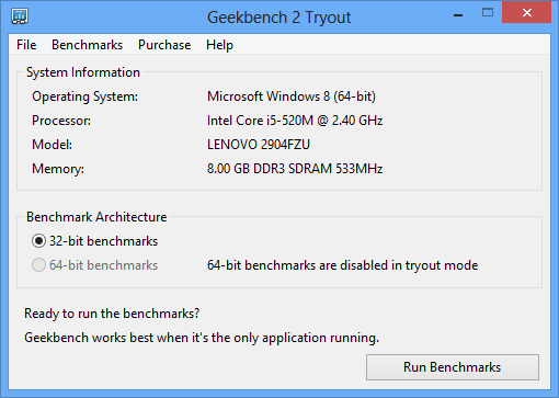  benchmarking is included in the full version, which costs $12.99 at