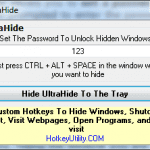 UltraHide Hides Any Active Window Into the System Tray with A Quick Hotkey