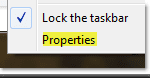task bar properites