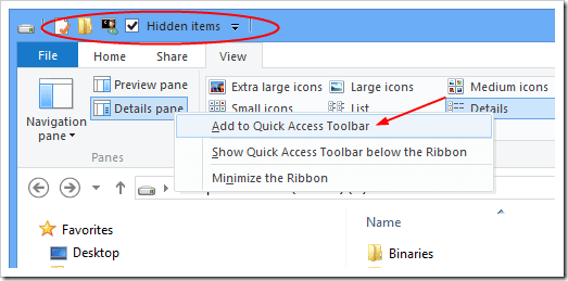 Windows Explorer - Quick Access Bar
