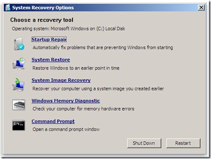 systemrecoveryoptions - Create System repair Disc for Windows 7
