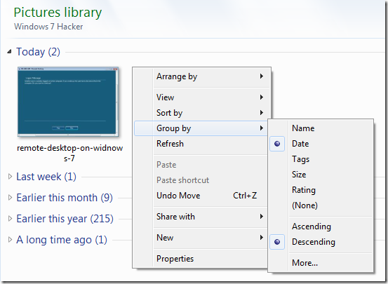 group by setting windows 7 thumb - [Tip] Easily Manage Your Documents in Windows 7 with Group By Setting