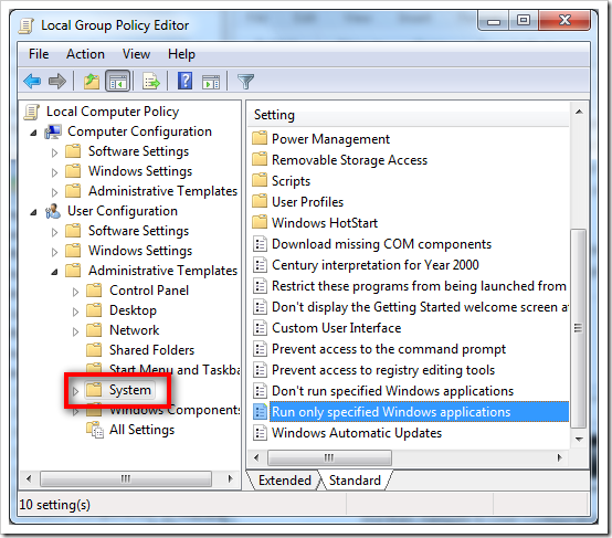 image18 - How To Use Local Group Policy Whitelist Certain Programs in Windows 7