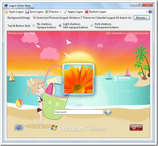 change the logon background with preview - Logon Editor Customizing Your Windows 7 Logon Screen
