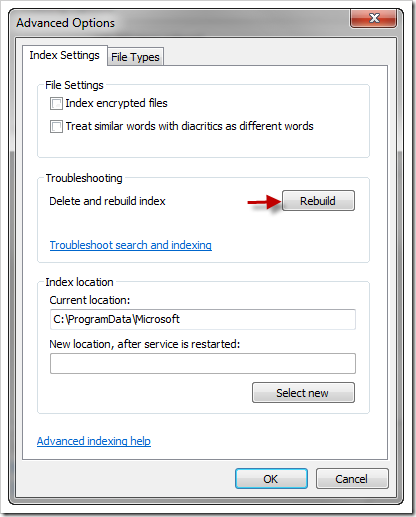 rebuildindex thumb - How To Rebuild Search Index To Speed Windows 7 Start Menu Search Box