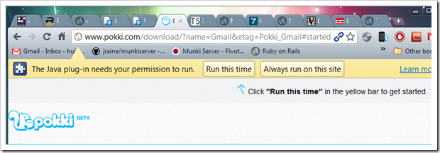 run the java plugin thumb - Pokki The Missing Windows 7 Desktop WebApp With Sleek UI