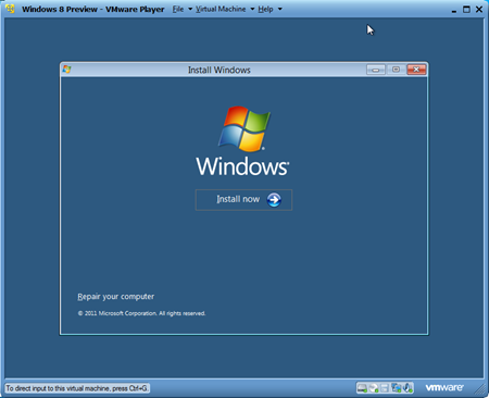 image thumb21 - Installing Windows 8 Developer Preview on VMware Player in Windows 7
