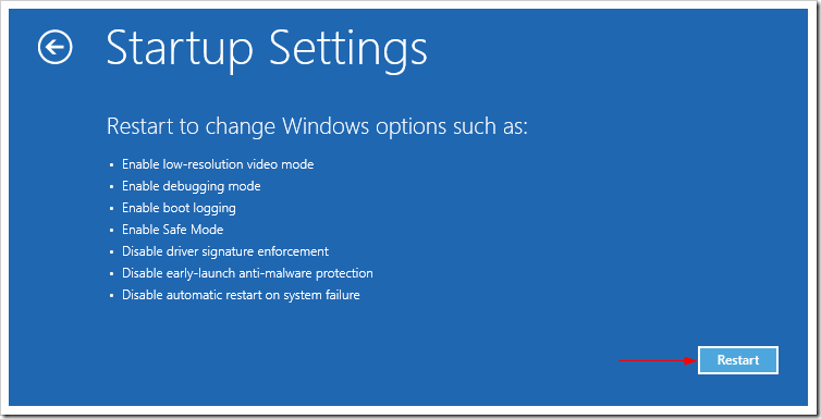 Advanced Startup Settings thumb - How To Install An Un-Signed 3rd Party Driver in Windows 8