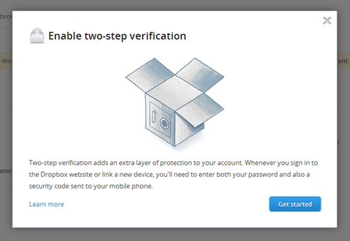 Dropbox 2 factor Auth wizard  1 thumb - Securing Your Dropbox with Two-Step Verification