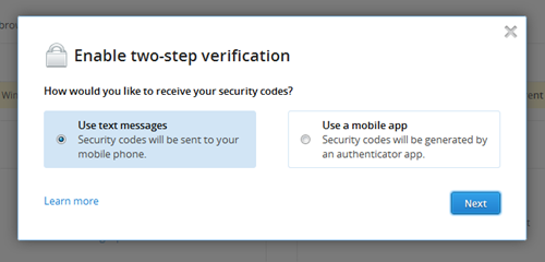 Dropbox 2 factor Auth wizard  3 thumb - Securing Your Dropbox with Two-Step Verification