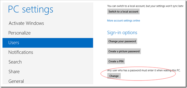 PC Setting Password Wakeup  1 thumb - How To Skip Entering Password After Waking Up A Windows 8 Computer [Tip]