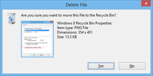 Windows 8 Delete Confirmation box thumb - Windows 8 Tip: Enable/Disable File Delete Confirmation Dialog Box