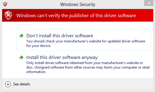 Windows 8 Driver Security Prompt thumb - How To Install An Un-Signed 3rd Party Driver in Windows 8