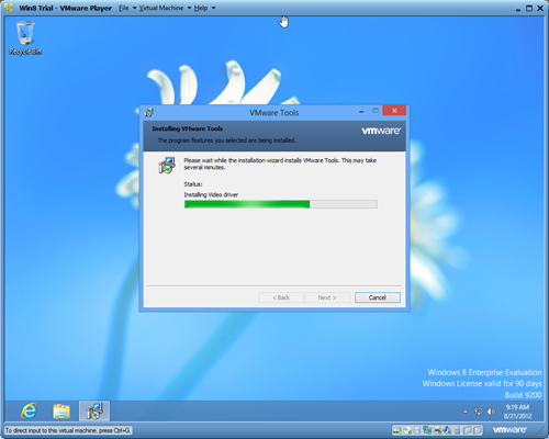 Windows 8 VMware player VMware Tools thumb - Installing Windows 8 in A Virtual Environment with VMware Player