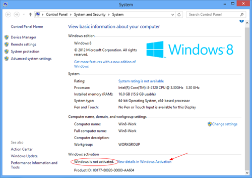Windows 8 is not activated thumb - How To Skip Product Key When Installing Windows 8