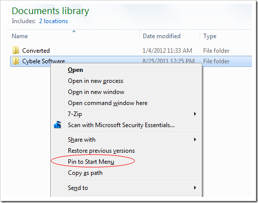 Pin Folder to Start Menu Right click folder thumb - How To Pin Any Folder to Start Menu in Windows 7
