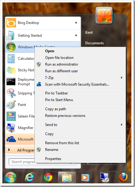 Shift Right Click on object in Start Menu thumb - Windows 7 Tip: Shift + Right Click Combo Brings More Option in Context Menu