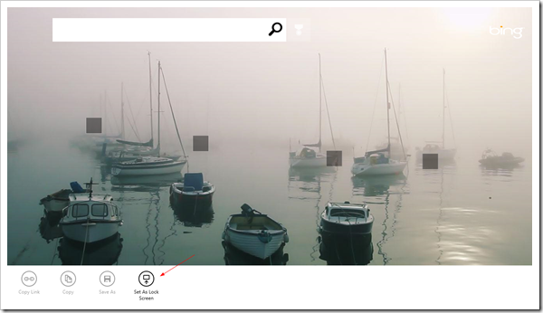 Bing Set as lock screen thumb - Windows 8 Tip: How To Set Lock Screen Background Using Bing Home Picture