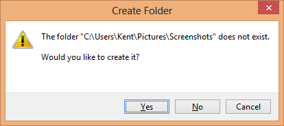 Screenshots folder Create Folder popup thumb - Windows 8 Tip: How To Change Default Screenshots File Location