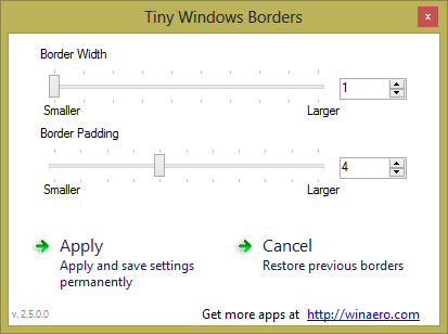 Tiny Windows Borders thumb - Windows 8 Tweaking Tool: Tiny Windows Borders