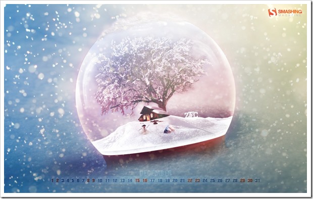 frosty globe  30 thumb - Download Smashing Magazine Desktop Wallpaper Calendar December 2012 Windows 7/8 Theme
