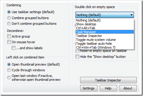 7 Taskbar Tweaker define double click action thumb - 7+ Taskbar Tweaker for Windows 7 and Windows 8