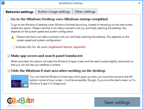 8StartButton Settings thumb - 8StartButton Brings A Different Start Menu in Windows 8