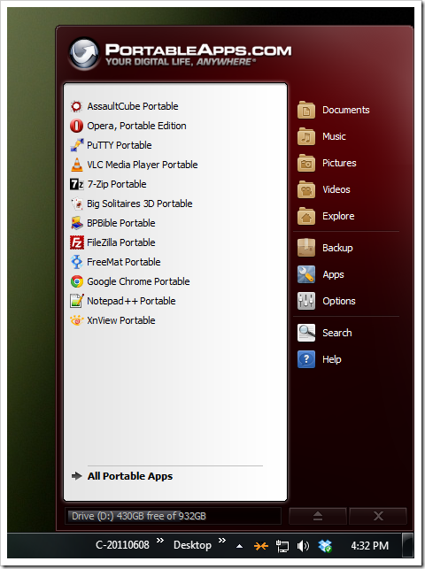 PortableApps main screen thumb - PortableApps.com Bundles Your Favorite Software Portable on the Go