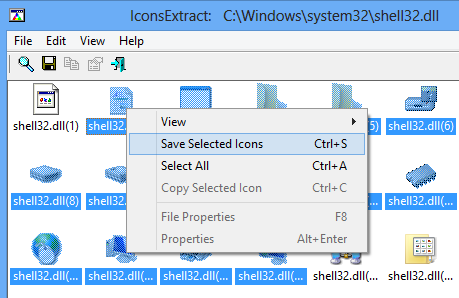 IconsExtract Save icons thumb - View and Extract Icons from Shell32.dll in Windows