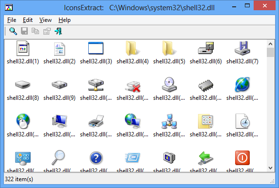 IconsExtract with list of icons thumb - View and Extract Icons from Shell32.dll in Windows