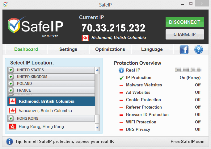 SafeIP Connected - Anonymously Surf Internet to Protect Your Online Identity with SafeIP