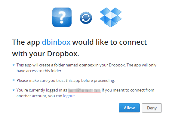 dbinbox dropbox oath authentication - Allow Anyone Upload Files Directly to Your Dropbox with DBInbox