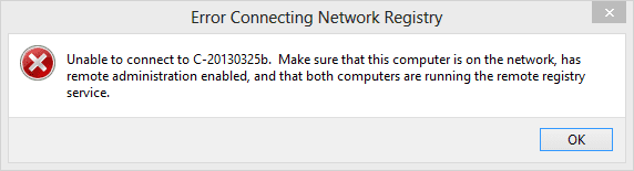 Error Connecting Network Registry - How To Remotely Enable/Disable Remote Desktop Connection on Windows 7 and Windows 8