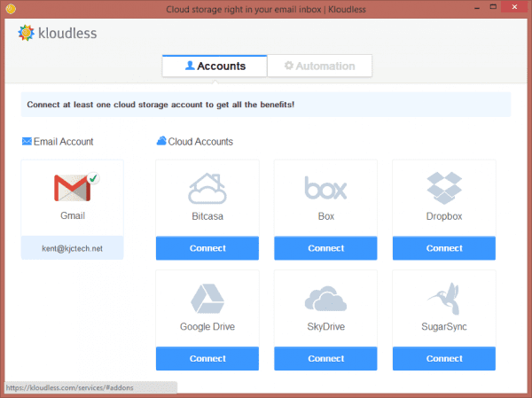 Kloudless Accounts 600x449 - Save Your Gmail Attachments To the Cloud with Kloudless