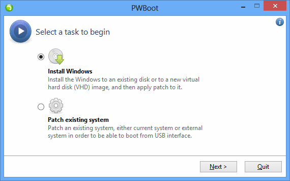 PWBoot step 1 - How To Easily Install Windows 7 & 8 onto An External USB Storage with PWBoot