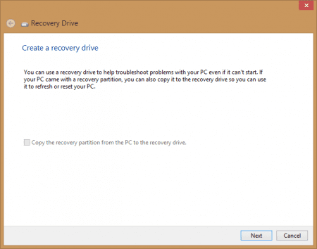 Create a recovery drive wizard 1 450x354 - Create Your Own Windows USB Recovery Drive in Windows 8 and 8.1