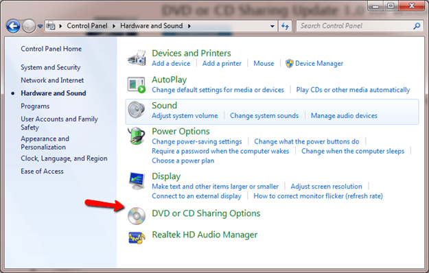 DVD or CD Sharing Options thumb - Leverage Windows DVD Sharing To Install or Upgrade Mac Boot Camp Windows 8.1