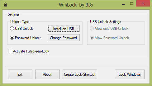 WinLockR main window - WinLockR Locks Your Computer with More Locking Features