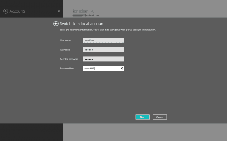 switch to local windows 8.1 accounts password 450x281 - Windows 8.1 How To Convert Windows Live Account To Local Account