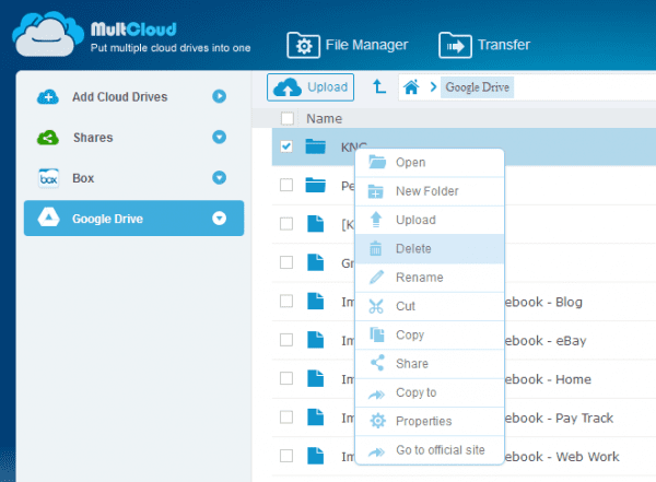 MultCloud Context Menu 600x441 - MultCloud to Manage and Transfer Files Across Multiple Cloud Drives