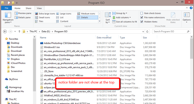 sort by date folder top thumb - How To Keep Folder Show Top Always Before Files When Sort By Date In Windows 8