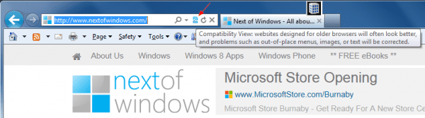 Compatibility View Button in IE 10 600x167 - Where is Compatibility View in IE 11, And How To Use It?