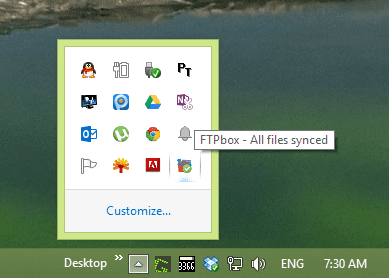 FTPbox System tray Icon1 - Syncing Files to Your Own Hosting Platform via FTPbox
