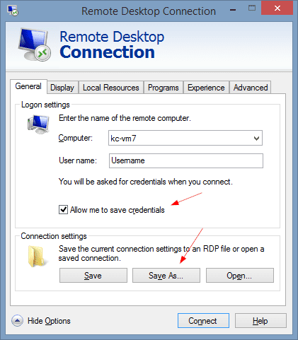 Remote Desktop Connections Allow to save credentials - How To Save Password in A Remote Desktop Connection in Windows 8